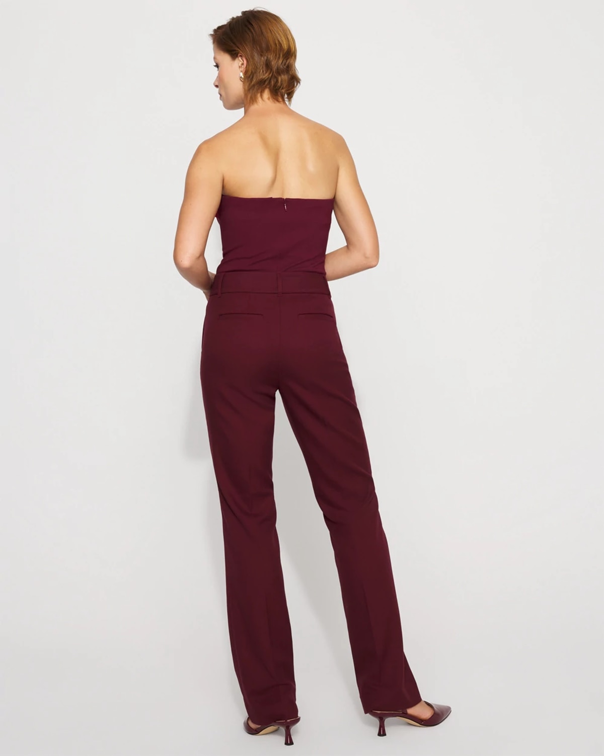 White House Black Market Extra High-rise Riley Twill Trousers In Burgundy