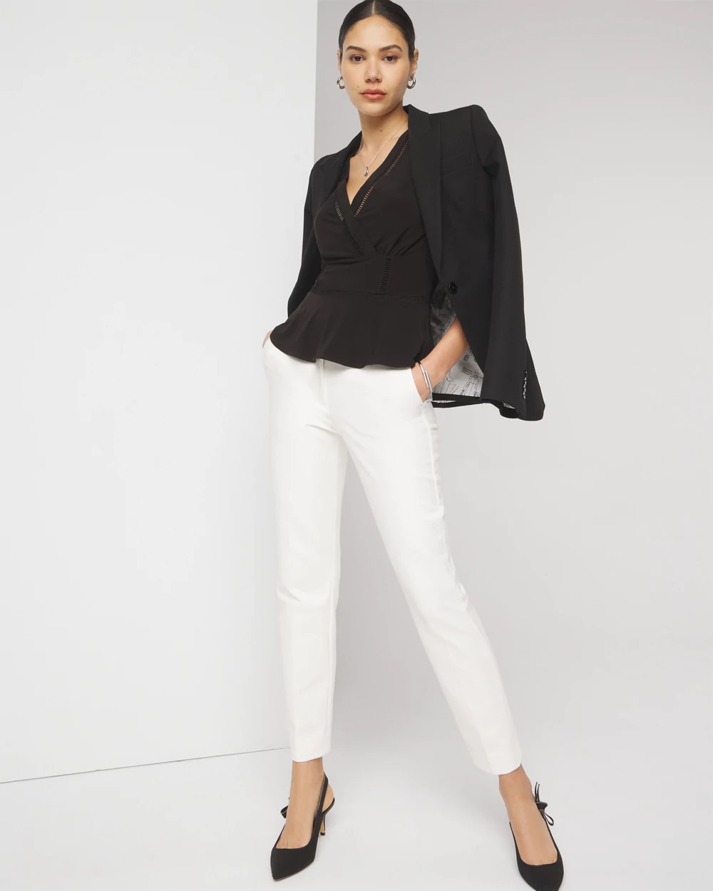 Matte Jersey Ladder Trim Peplum Top