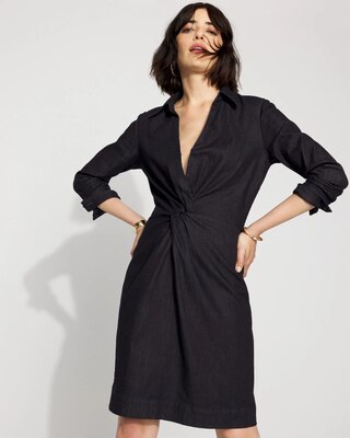 Twist Front Denim Mini Dress click to view larger image.