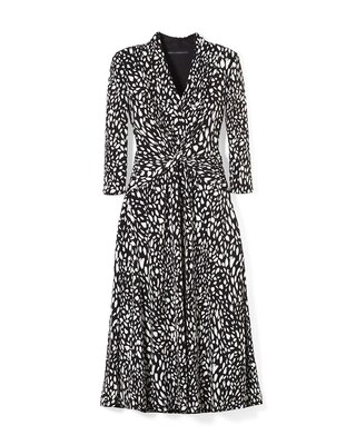 3/4 Sleeve Matte Jersey Twist Front Dress