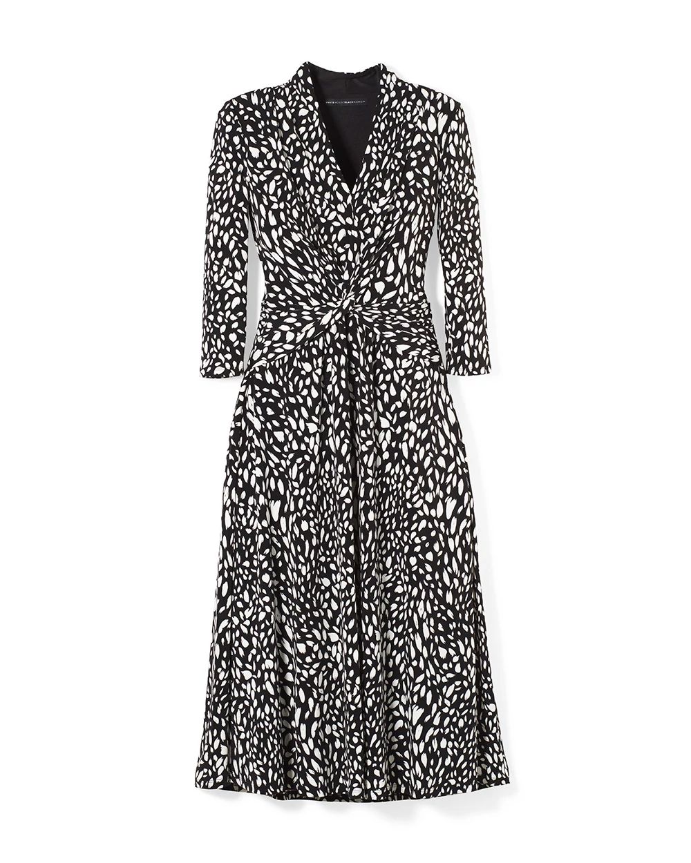 3/4 Sleeve Matte Jersey Twist Front Dress
