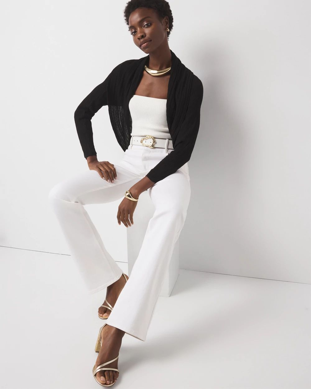 Crinkle Knit Cocoon Sweater