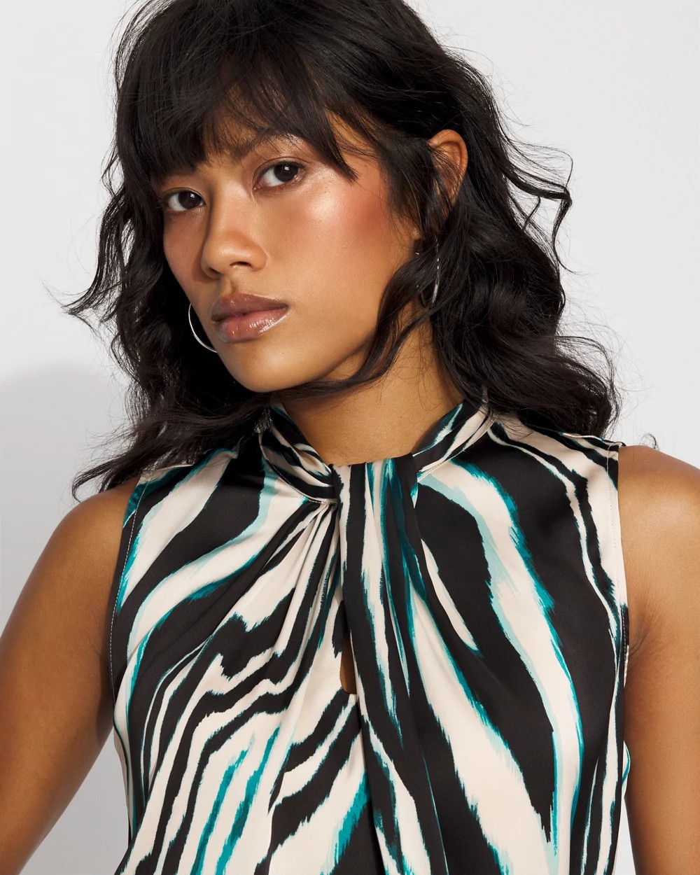 Satin Twist Neck Shell