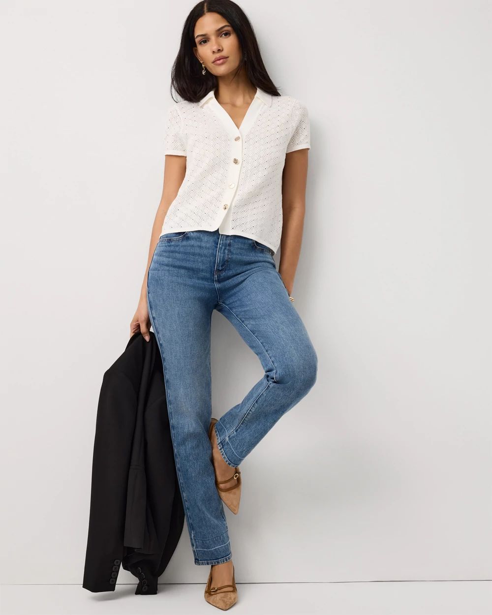 Textured Stitch Collared Cardigan