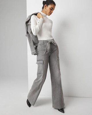 Extra High-Rise Utility Cargo Wide Leg Jeans click to view larger image.