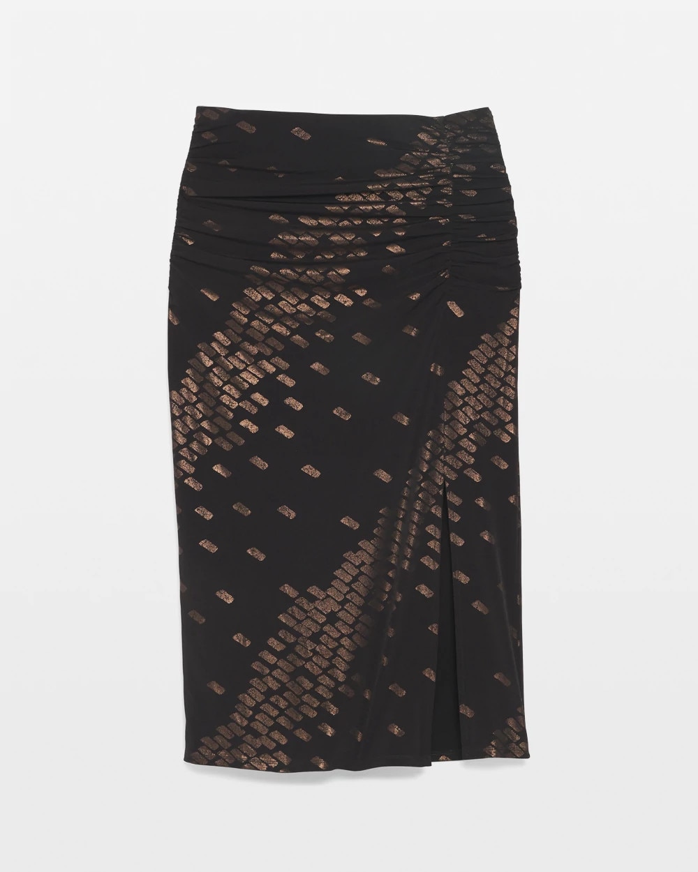 Ruched Seamed Midi Skirt