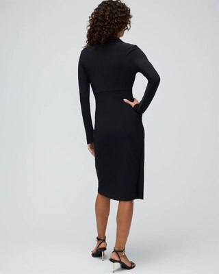 Petite Long Sleeve Matte Jersey Faux Wrap Midi Dress click to view larger image.