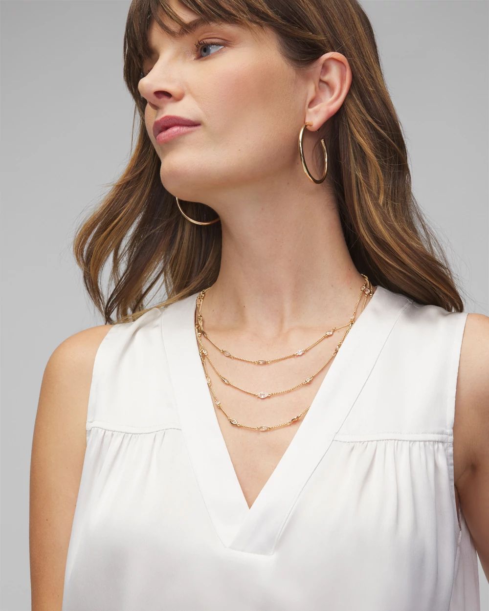 Sleeveless Topstitch Shell Top