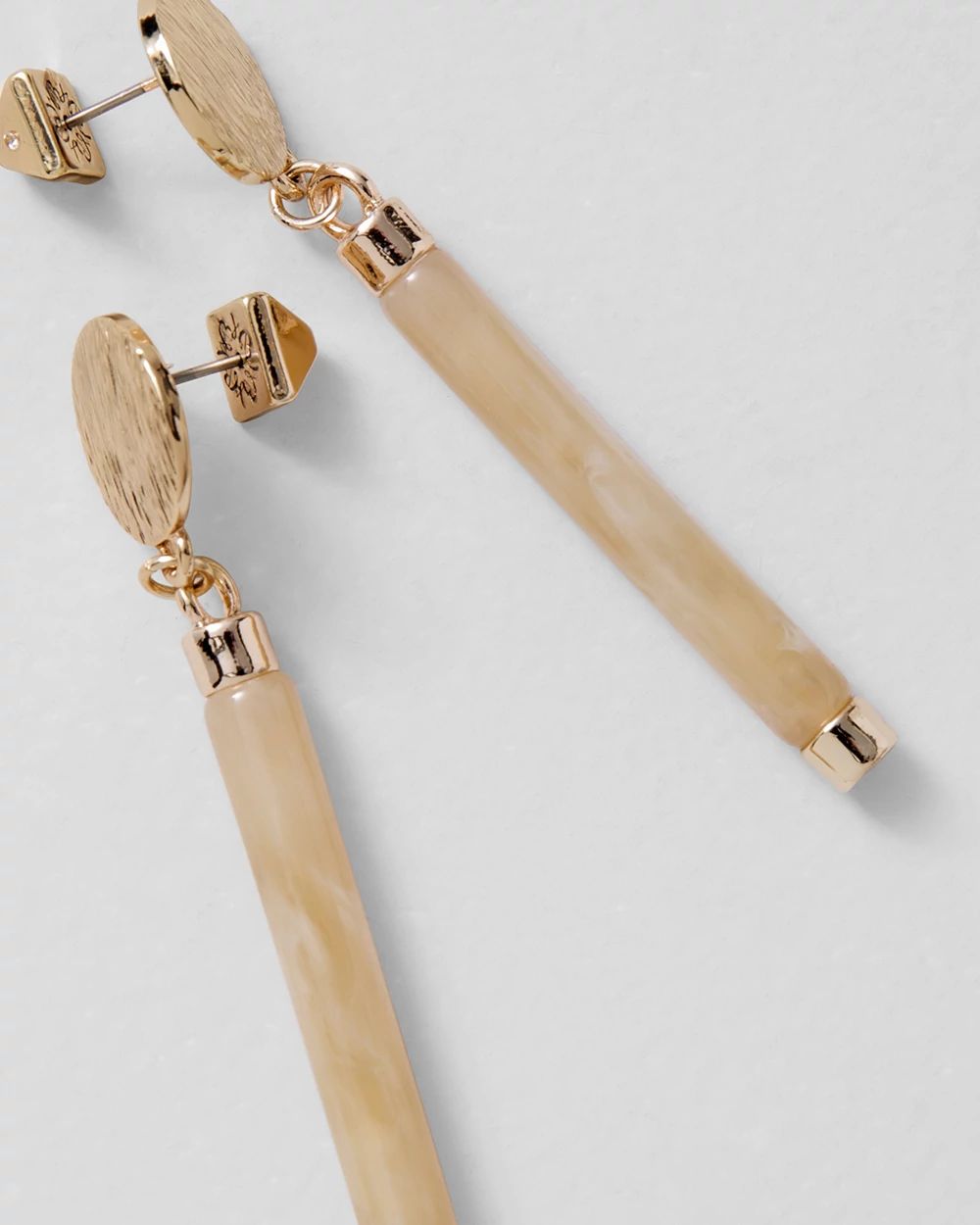 Goldtone Faux Horn Linear Earrings