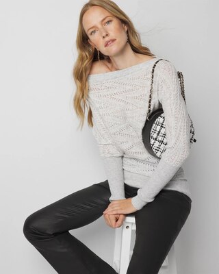 Novelty Stitch Asymmetrical Pullover Sweater click to view larger image.