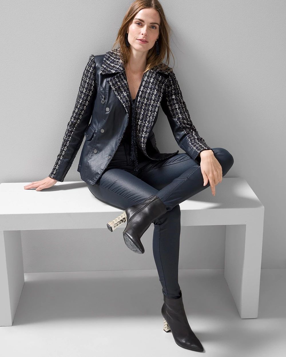 High-Rise Coated Skinny Jeans click to view larger image.