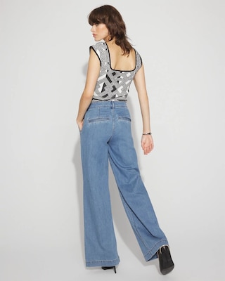 High-Rise Pleated + Belted Wide-Leg Jean click to view larger image.