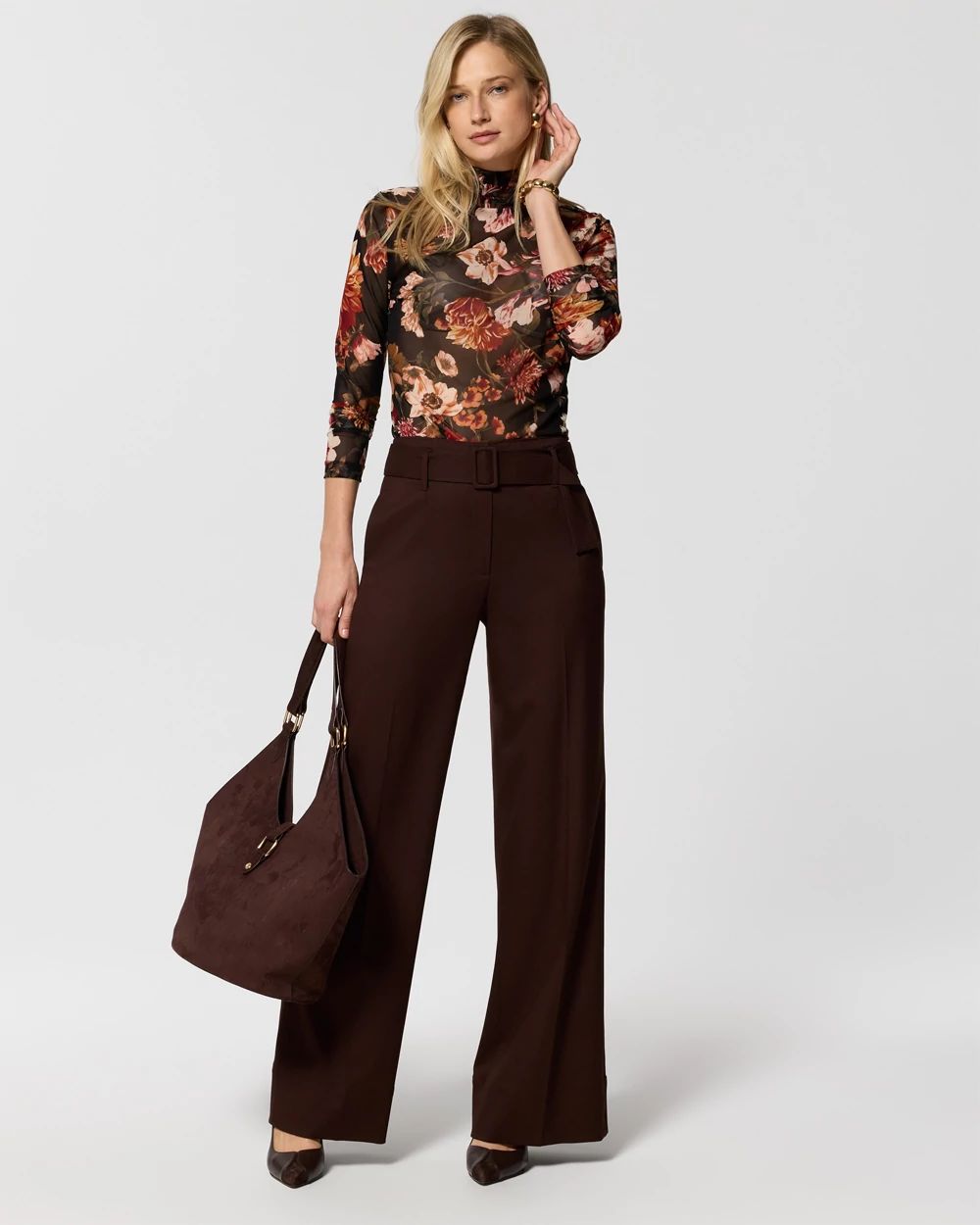Belted High-Rise Wide Leg Pant click to view larger image.