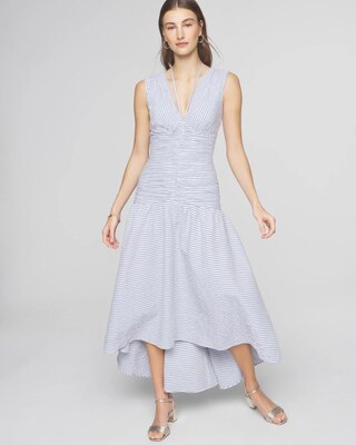 Sleeveless Seersucker Stripe Dress