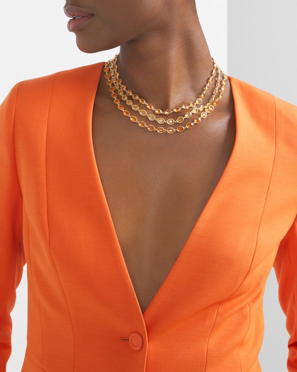 Gold + Peach Crystal Necklace