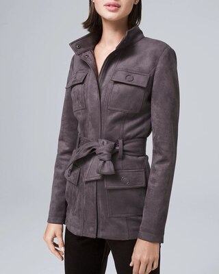 Belted Faux-Suede Jacket