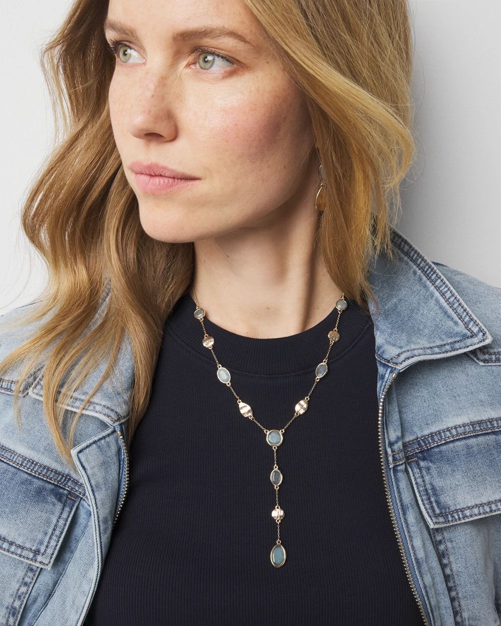 Blue Stone Y Necklace