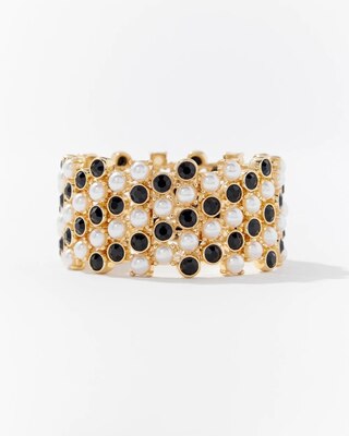 Black Crystal Pearl Stretch Bracelet