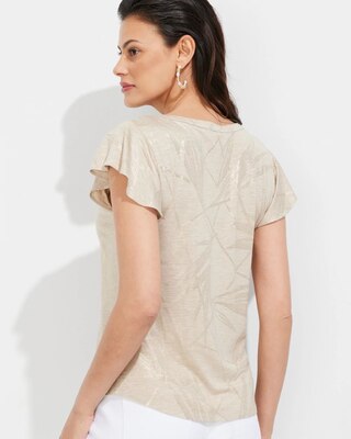 Outlet WHBM Notch-Neck Ruffle-Sleeve Tee