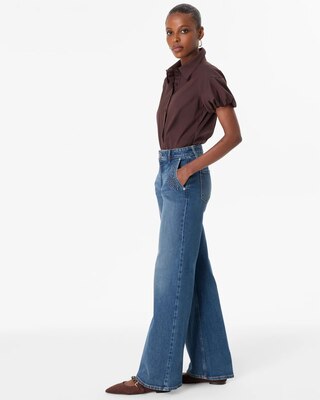 Embossed High-Rise Wide-Leg Jean click to view larger image.
