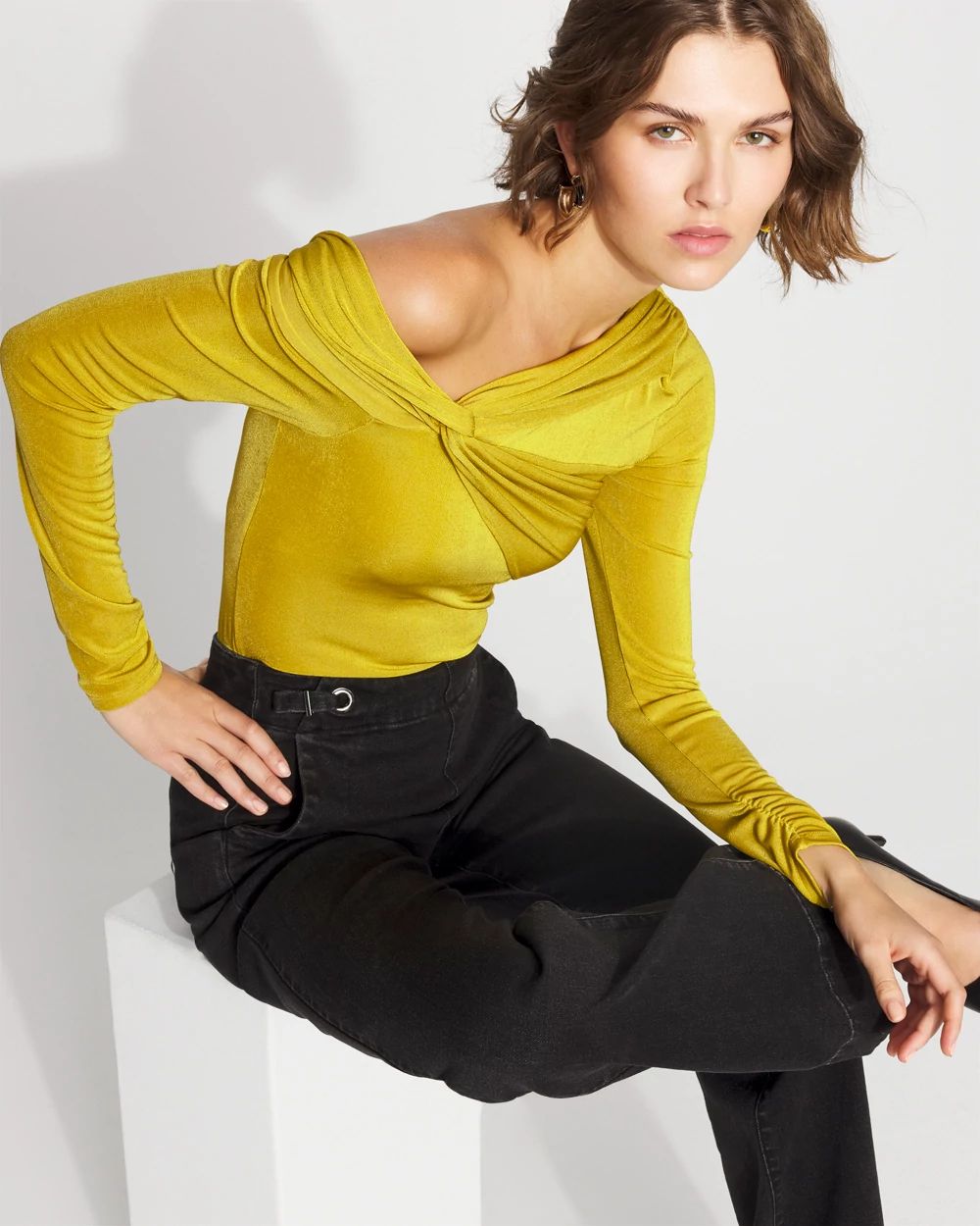 Draped Jersey Top with Twist Details click to view larger image.