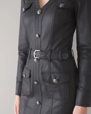 Coated Denim Shirt Dress