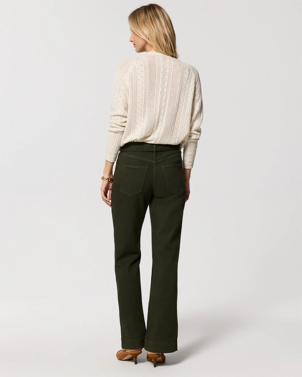 Belted High-Rise Wide Leg Trouser Jeans click to view larger image.