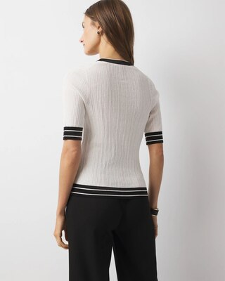 Elbow-Sleeve Henley Sweater click to view larger image.