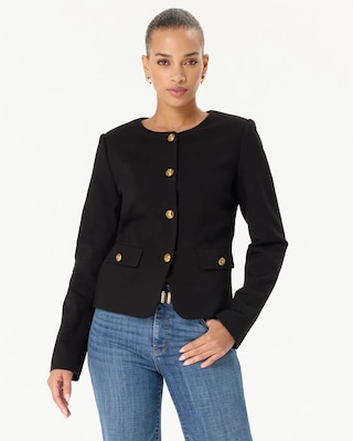 Button Front Cropped Jacket