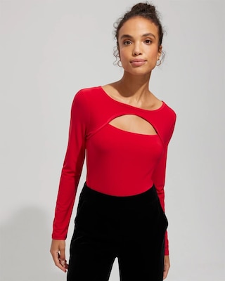 Outlet WHBM Long Sleeve Cutout Crew Neck Top