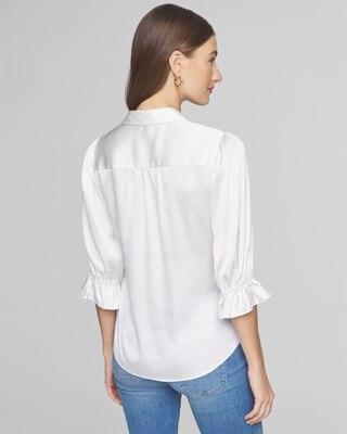 Elbow Sleeve Satin Button Shirt