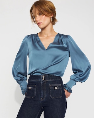 Satin Drama Sleeve Blouse