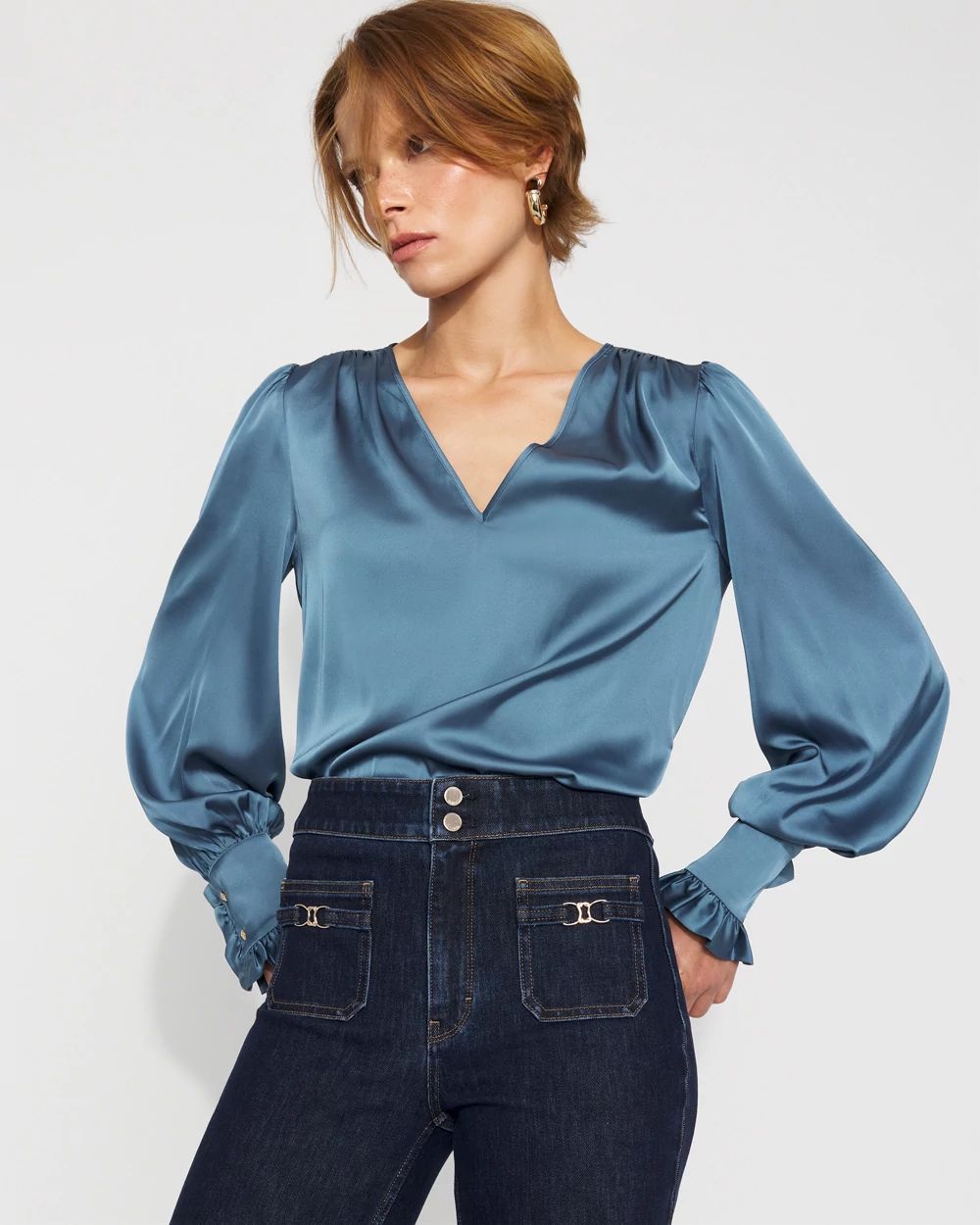 Satin Drama Sleeve Blouse