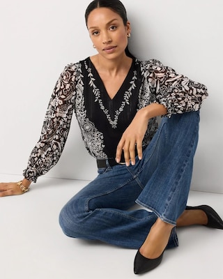 Metallic V-neck Blouse click to view larger image.