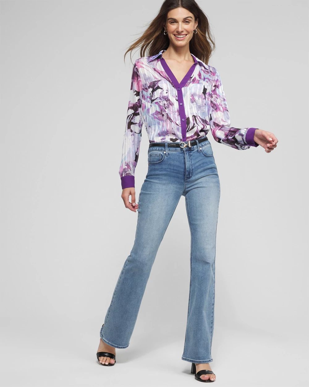 Outlet WHBM Shadow Stripe Shirt