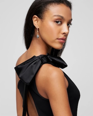 One-Shoulder Cutout Bow Midi Dress click to view larger image.