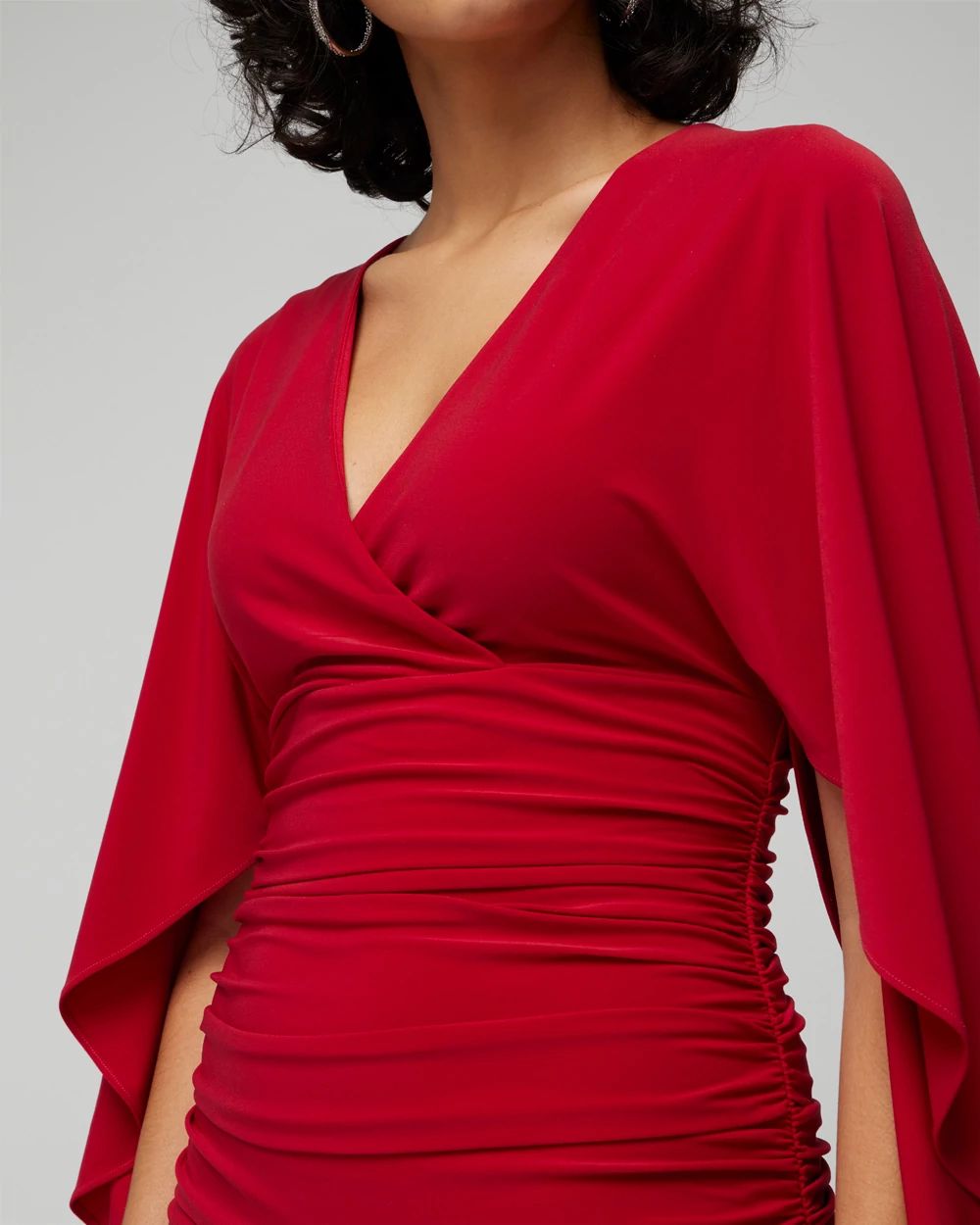 3/4 Flutter Sleeve Matte Jersey Mini Dress