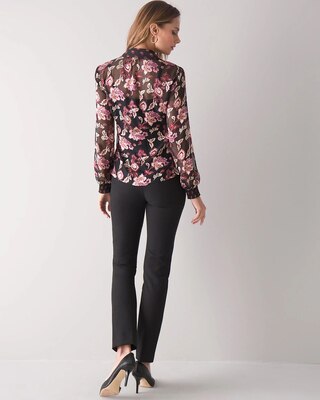 Petite Long-Sleeve Burnout Blouse