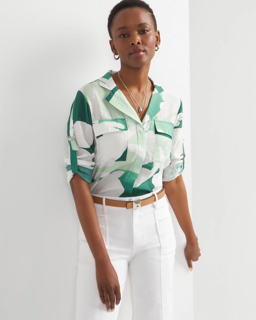 Patterned Collar Pocket Shirt