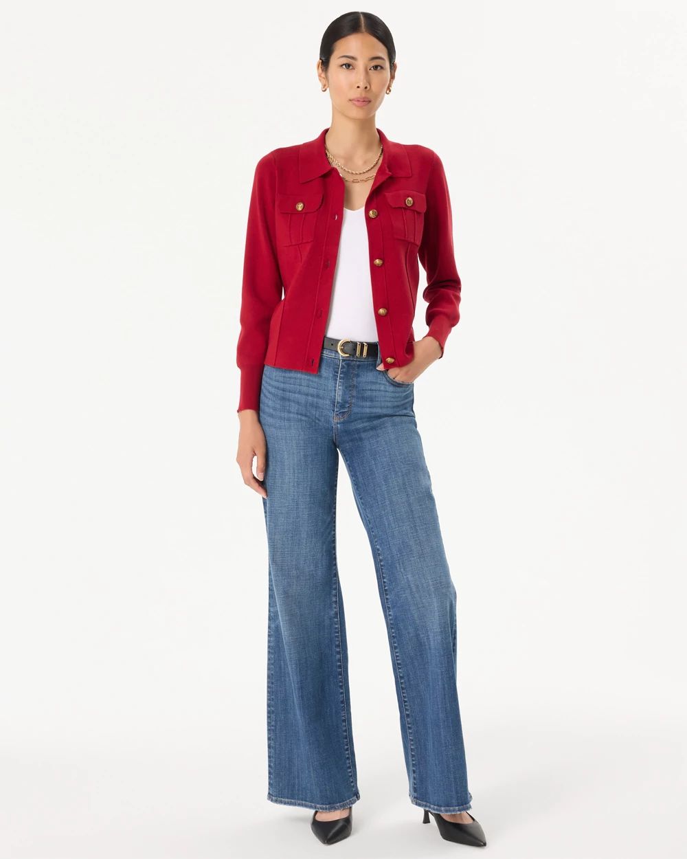 Collared Button Front Cardigan click to view larger image.