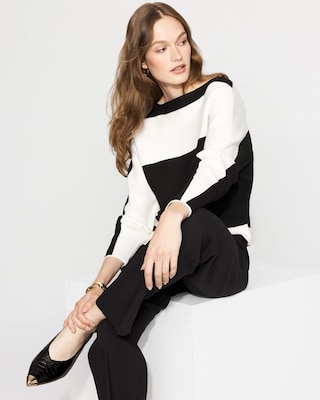 Colorblocked Asymmetric Hem Sweater click to view larger image.