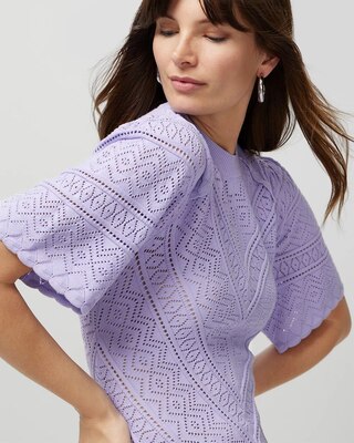 Pointelle Bell-sleeve Sweater