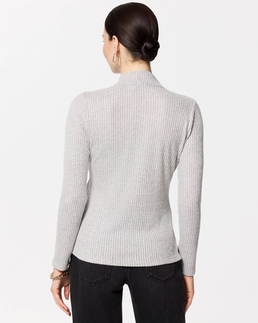 Ribbed Mockneck Long Sleeve Top click to view larger image.