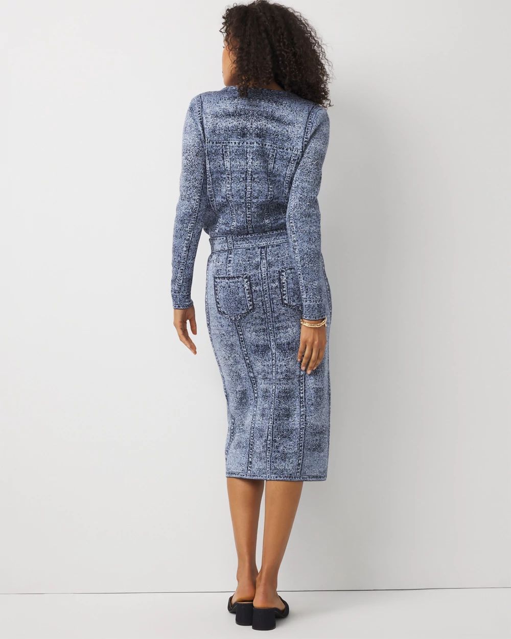 Denim Print Sweater Skirt click to view larger image.