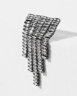 Hematite Clear Short Fringe Earrings