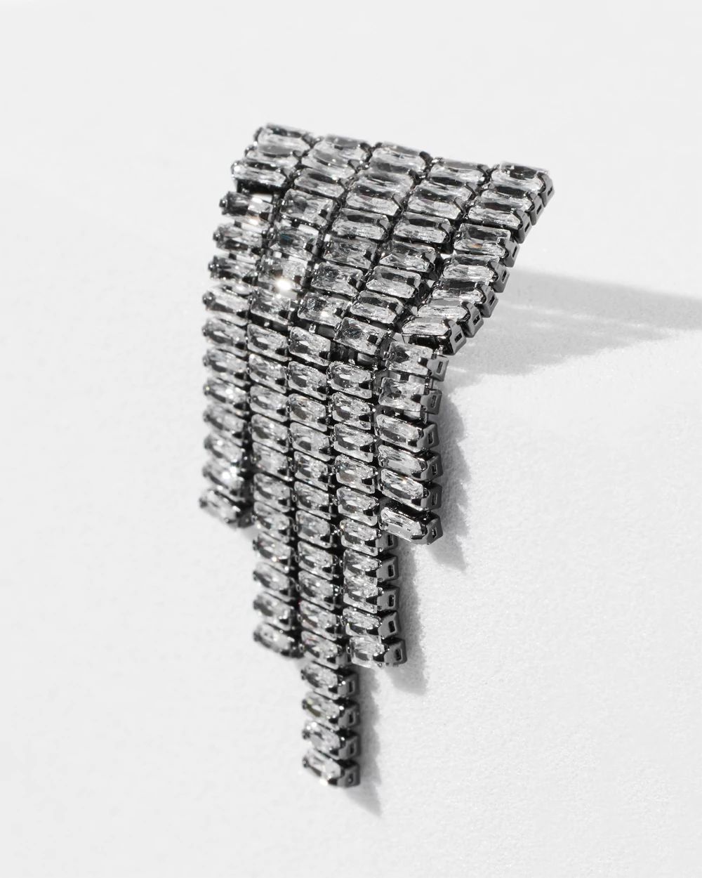 Hematite Clear Short Fringe Earrings