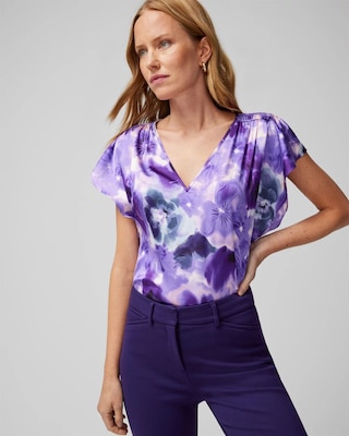 Flutter-Sleeve V-Neck Top