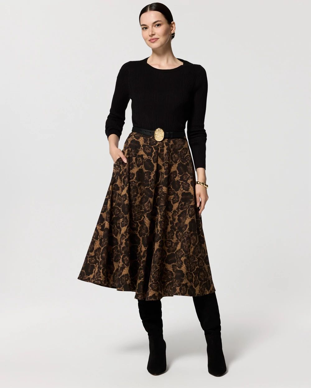 High-Waist Midi Skirt