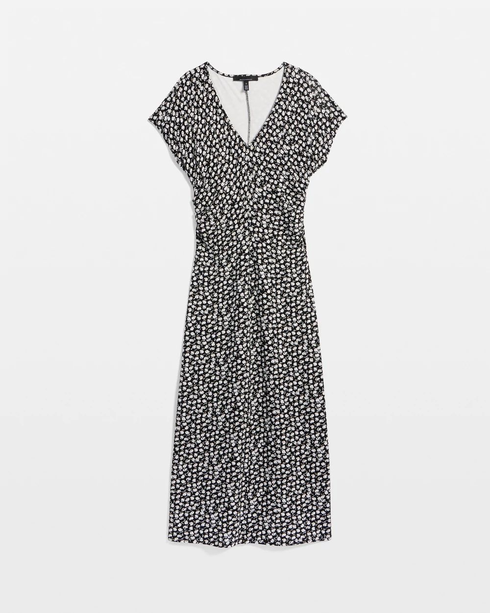 Gathered Waist Short Sleeve Midi Dress