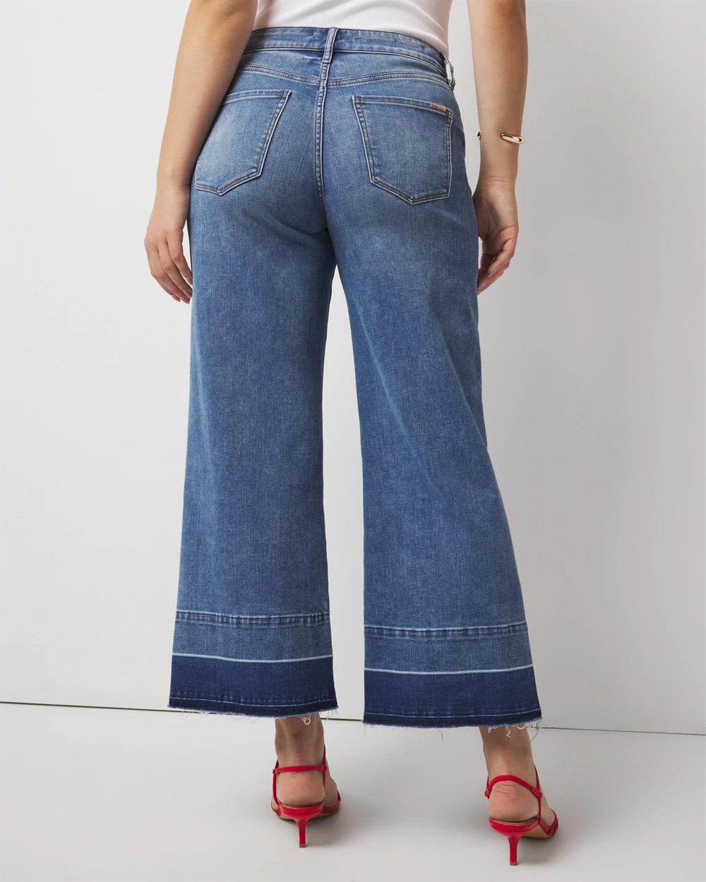 High-Rise Released Hem Wide Leg Cropped Jean